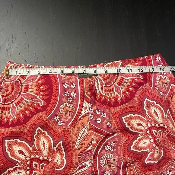 Banana Republic Red Pink Paisley Straight Pants Women's Size 6 - Picture 5 of 6